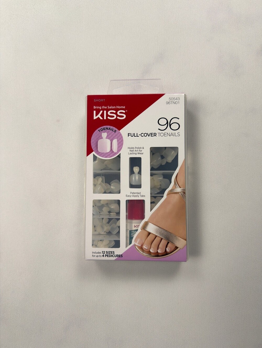 Kiss 96 Full-Cover Toenails Clear Short Pack of 1 - NWT